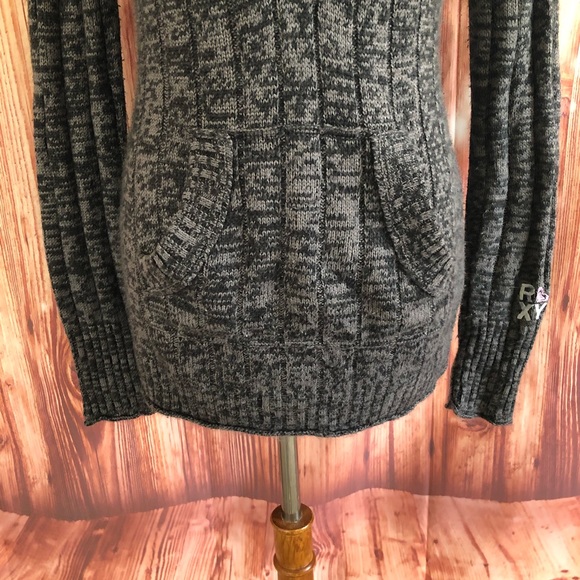 Roxy Gray Heathered Hooded Tunic Sweater - Picture 4 of 11